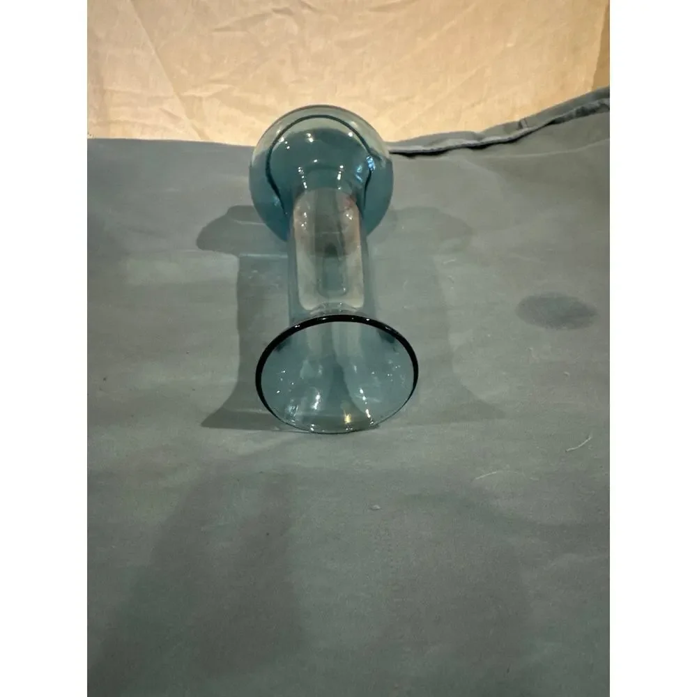 Vintage Mid-Century Style Hand-Blown Blue Glass Bud Vase